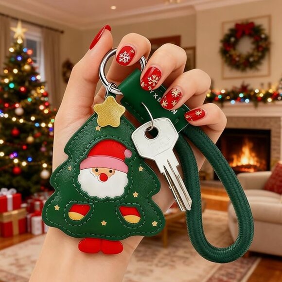 Cute Santa Claus Christmas tree purse charm keychain - Picture 3 of 8